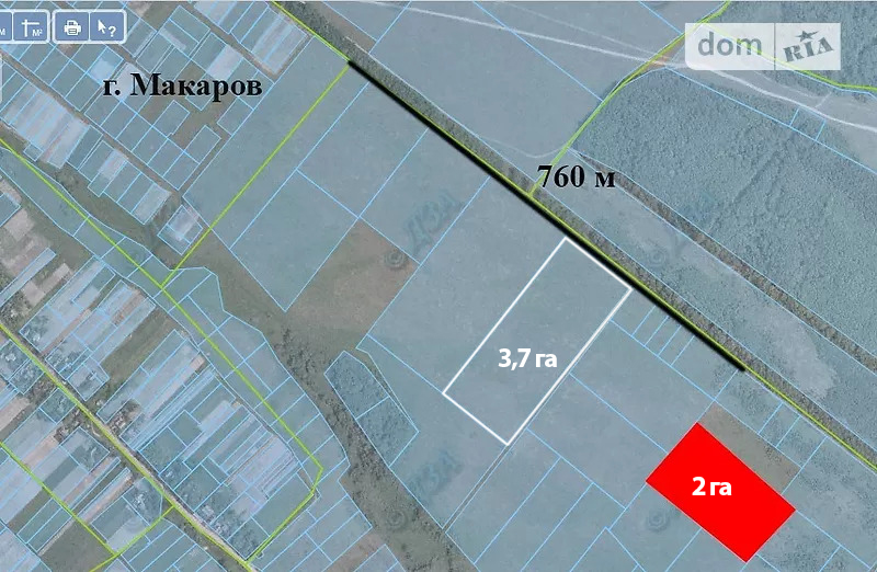 Продам ділянку 2 га ОСГ в смт.Макарів