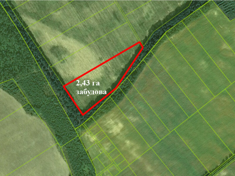 Продам ділянку 2,43 га під забудову в с.Козичанка